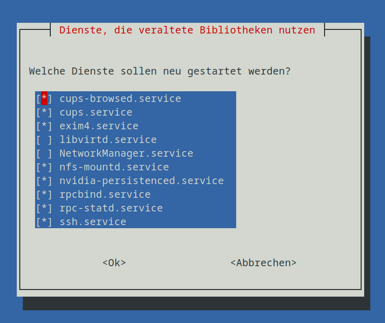 Auswahldialog needrestart